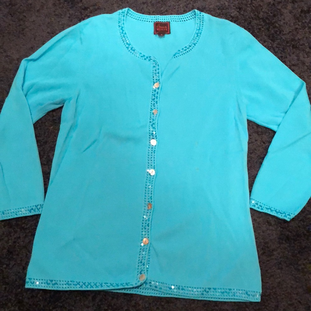 Color works cardigan